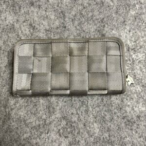 Harvey's Seatbelt Wallet‎ Gray Zip Around 8" Beige Clutch